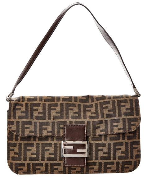 fendi brown caravans zucca canvas baguette|fendi baguette silver.